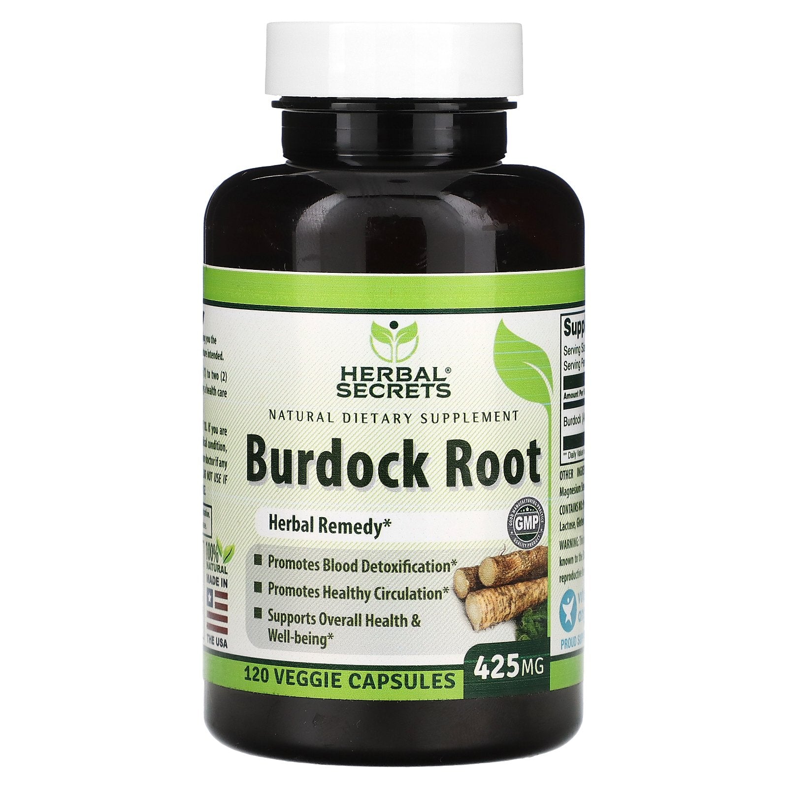 Herbal Secrets, Burdock Root, 425 mg, 120 Veggie Capsules