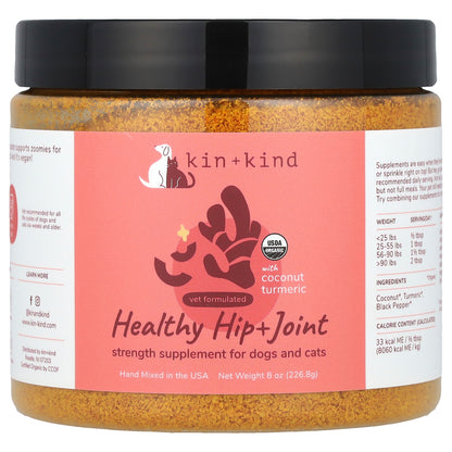 Kin+Kind, Healthy Hip + Joint, Strength Supplement For Dogs and Cats, with Coconut Turmeric , 8 oz (226. 8 g)