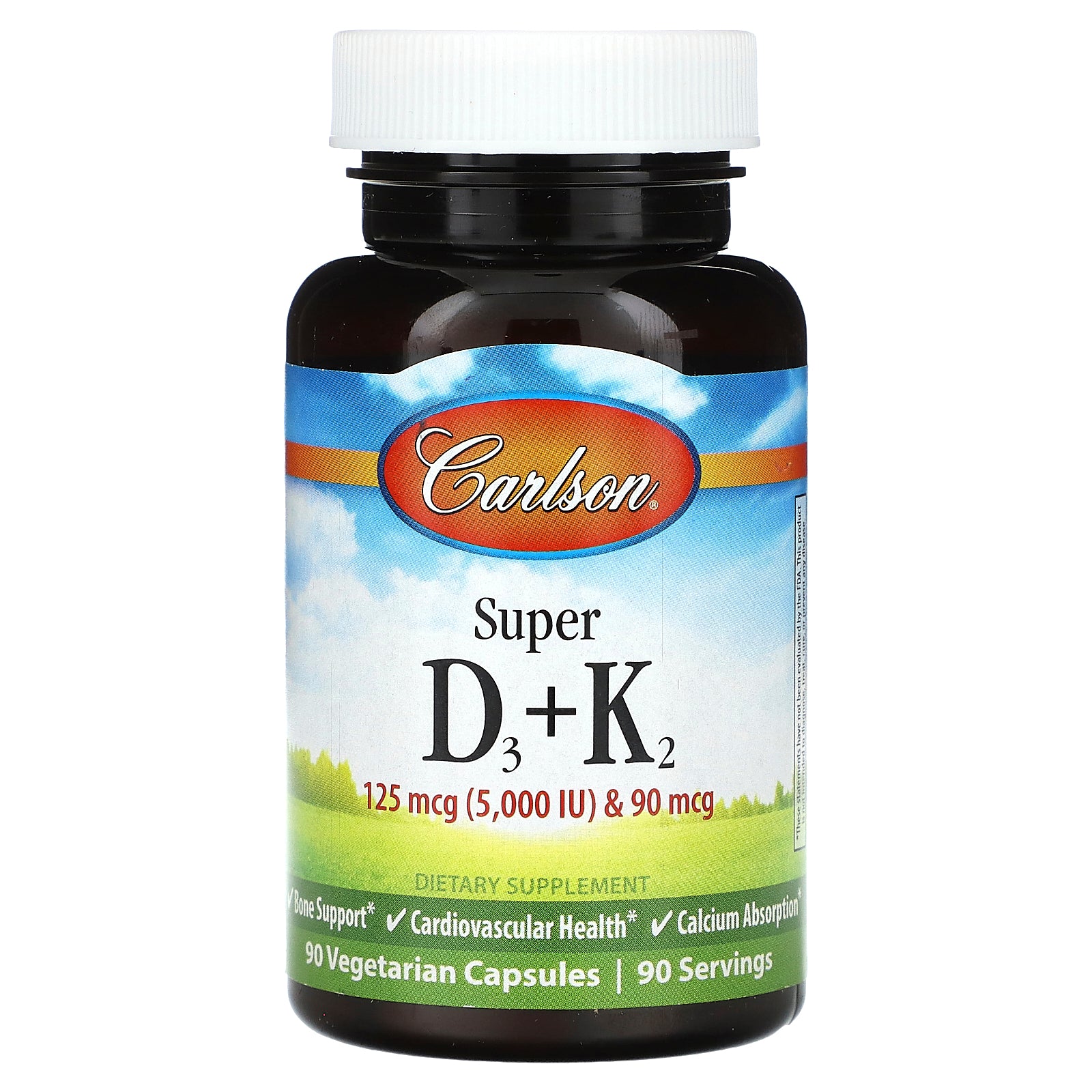 Carlson, Super D3 + K2, 90 Vegetarian Capsules