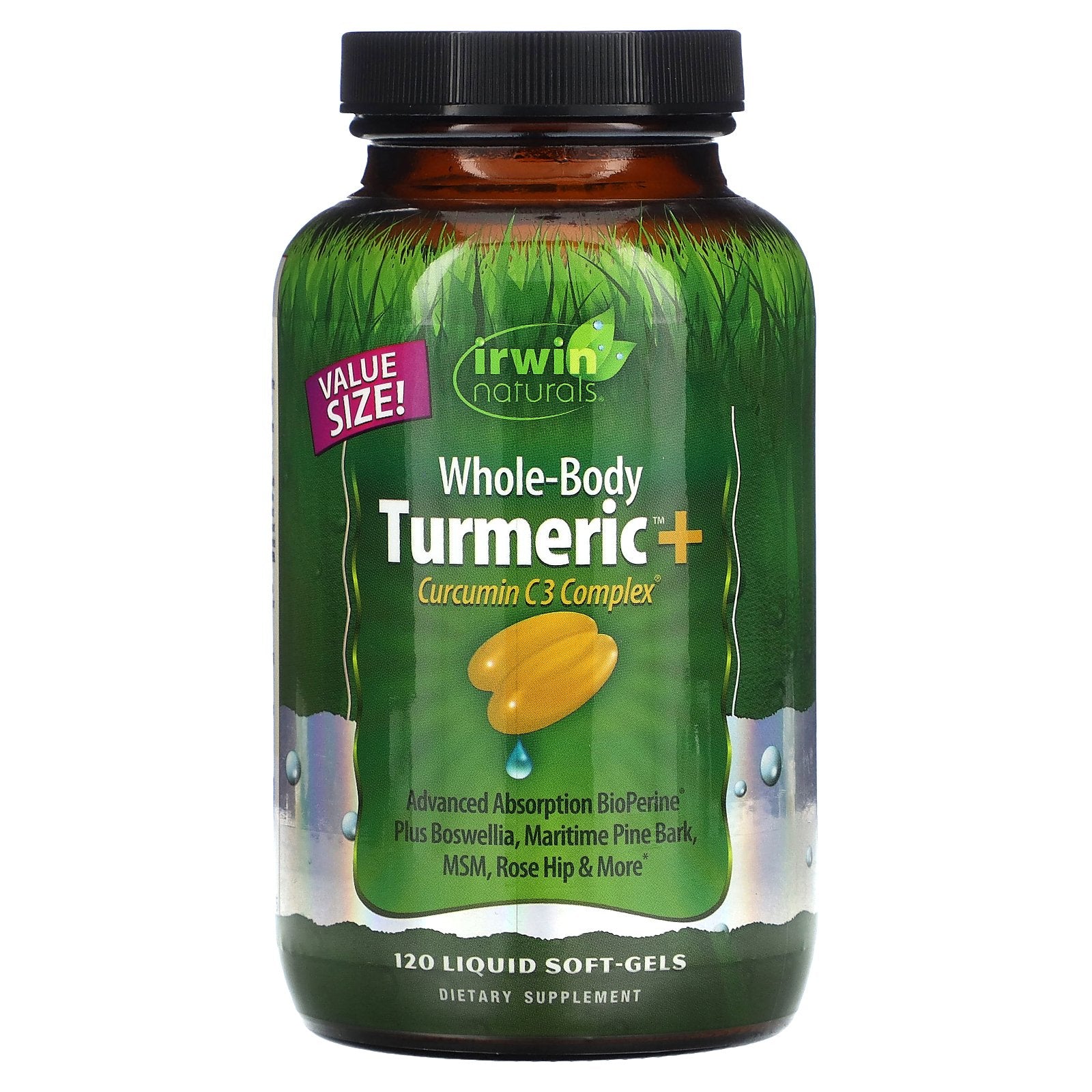 Irwin Naturals, Whole-Body Turmeric + Curcumin C3 Complex, 120 Liquid Soft-Gels