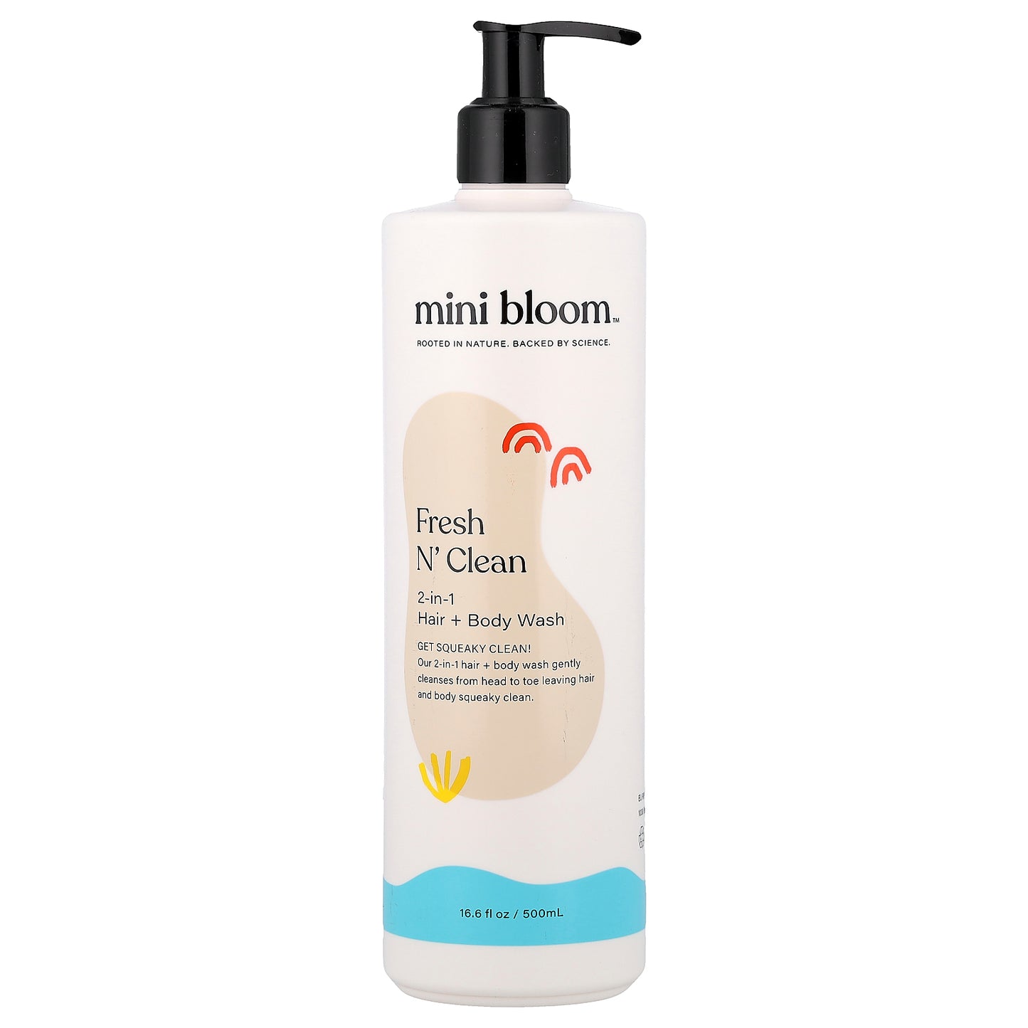 Mini Bloom, Fresh N' Clean, 2-in-1 Hair + Body Wash, 16.6 fl oz (500 ml)