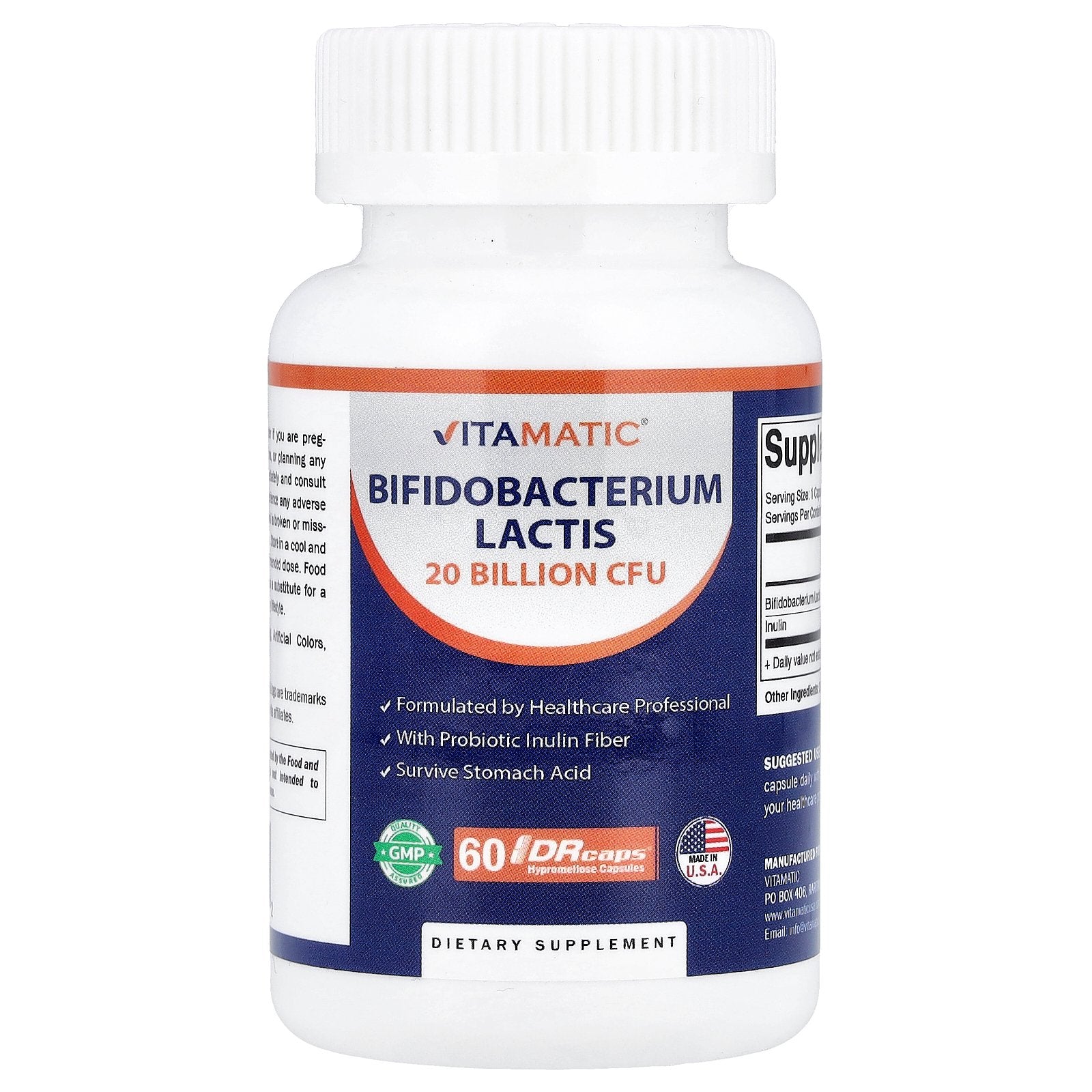 Vitamatic, Bifidobacterium Lactis, 60 DRcaps® Hypromellose Capsules