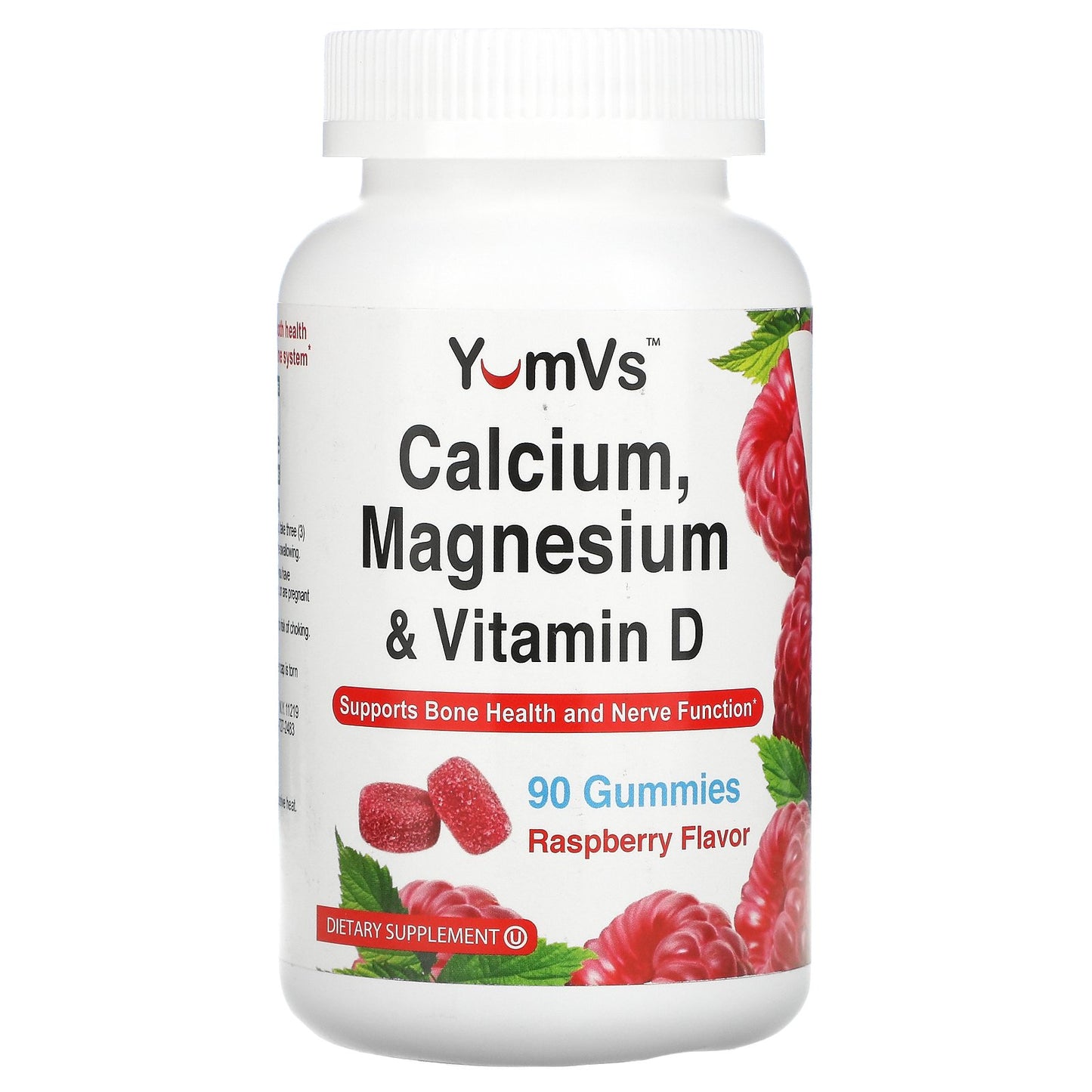 YumVs, Calcium, Magnesium & Vitamin D, Raspberry, 90 Gummies