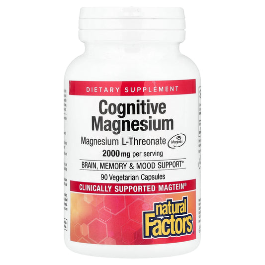 Natural Factors, Cognitive Magnesium, 90 Vegetarian Capsules (48 mg per Capsule)