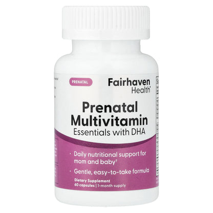 Fairhaven Health, Prenatal Multivitamin Essentials with DHA, Lemon Essenced, 60 Capsules
