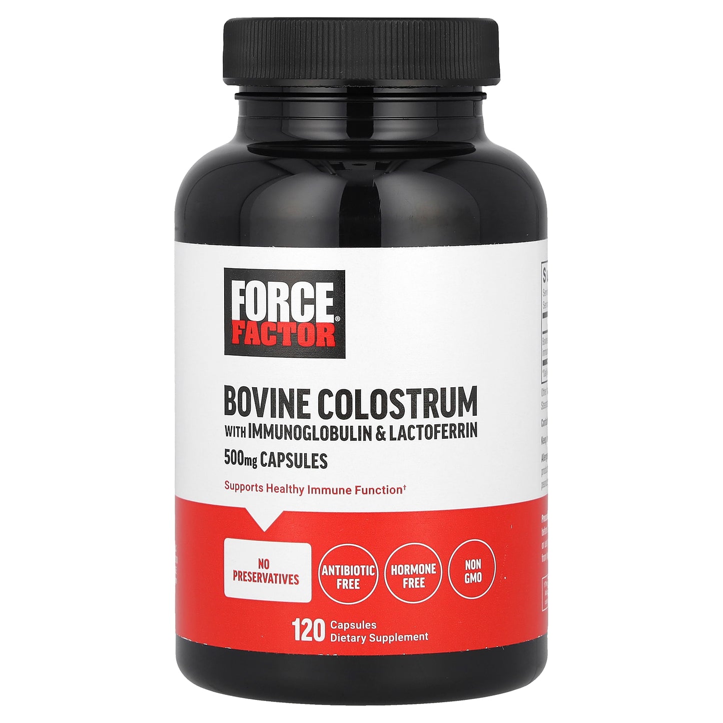 Force Factor, Bovine Colostrum With Immunoglobulin & Lactoferrin, 500 mg, 120 Capsules