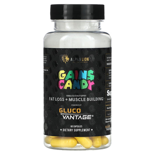 ALPHA LION, Gains Candy, Gluco Vantage, 60 Capsules