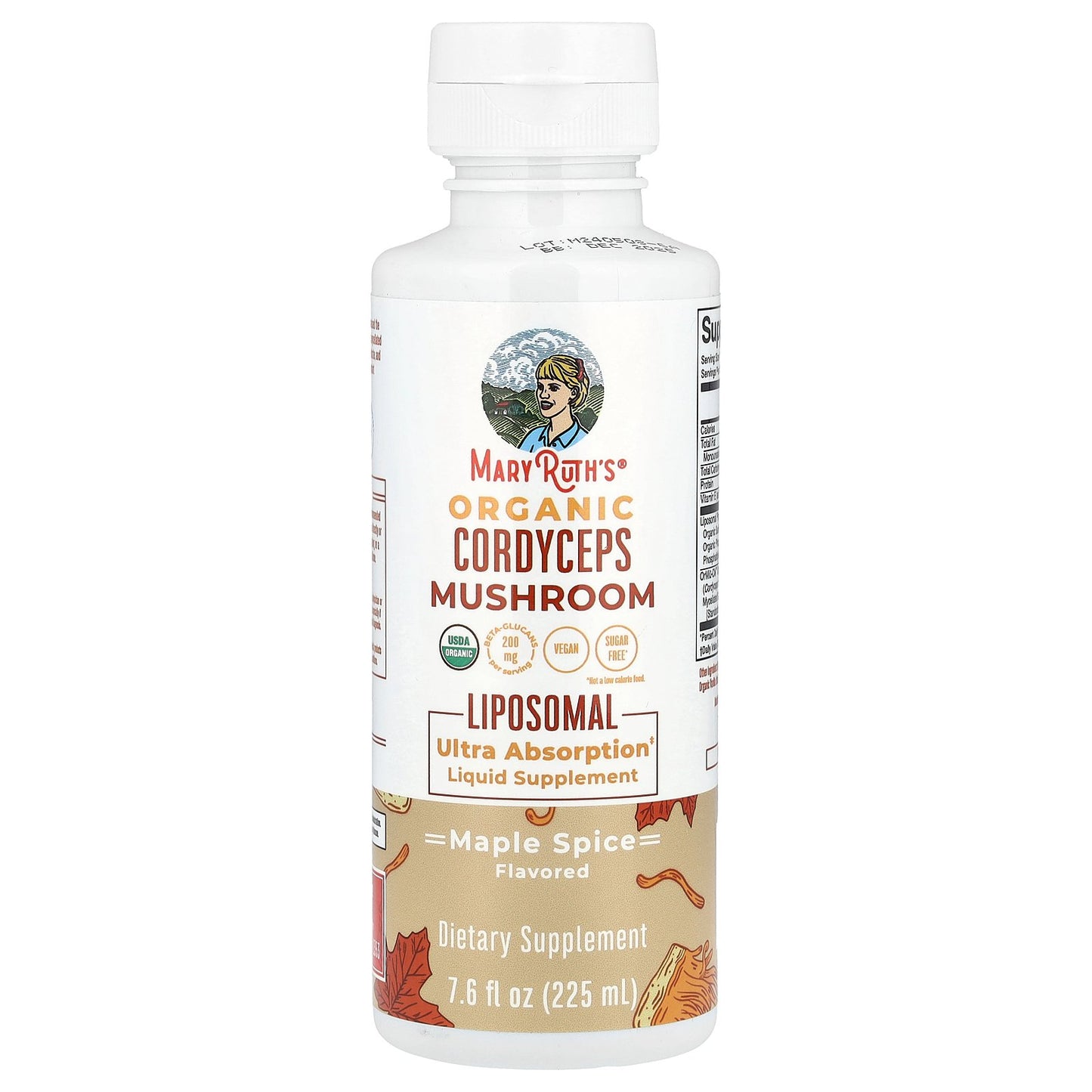 MaryRuth's, Organic Cordyceps Mushroom Liposomal, Maple Spice, 7.6 fl oz (225 ml)