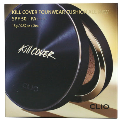 Clio, Kill Cover, Founwear Cushion All New, SPF 50+, PA+++, 04 Ginger, 2 Cushions, 0.52 (15 g) Each