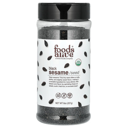 Foods Alive, Organic Black Sesame Seed Shaker Jar, 8 oz (227 g)