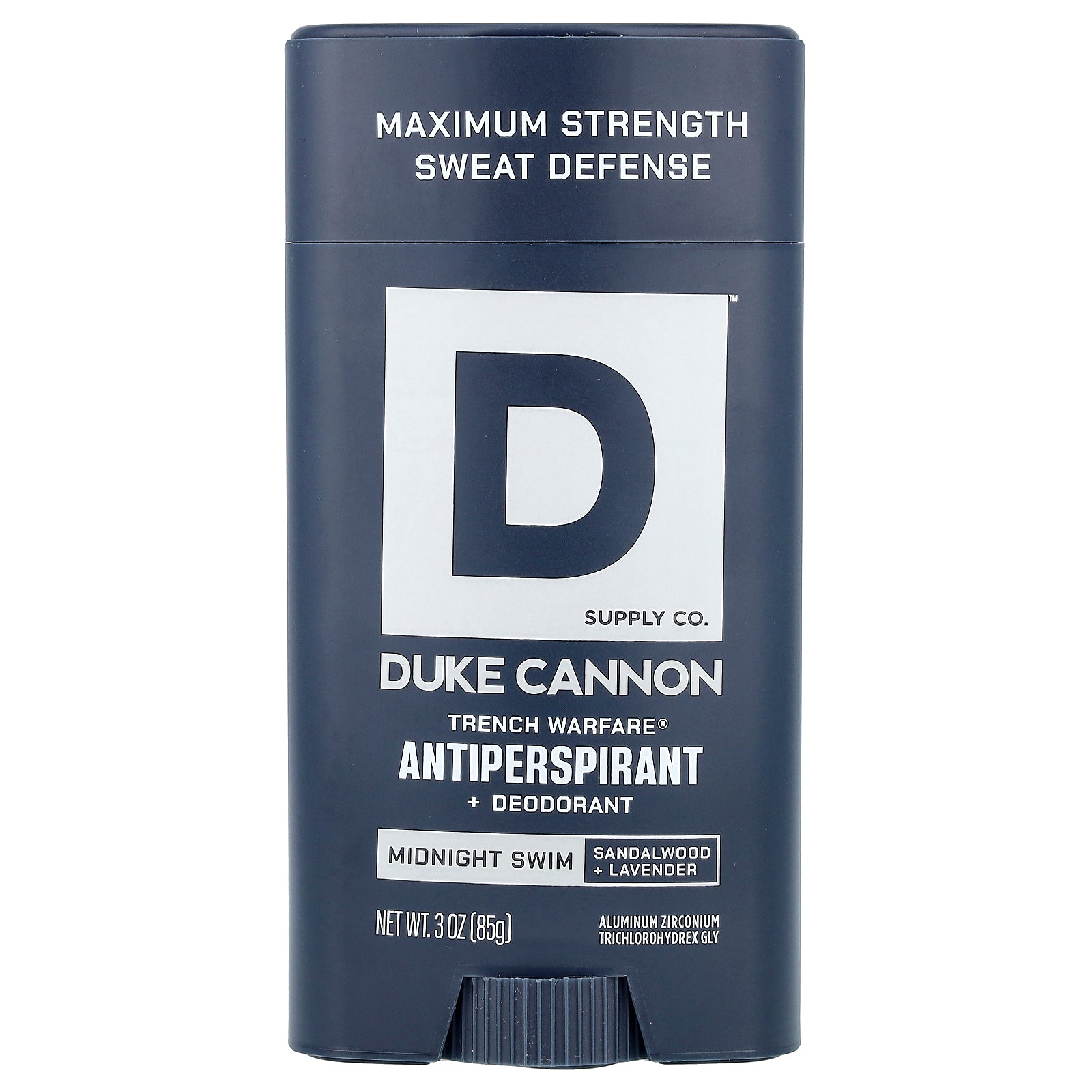 Duke Cannon Supply Co., Trench Warfare® Antiperspirant + Deodorant, Midnight Swim, Sandal Wood + Lavender, 3 oz (85 g)