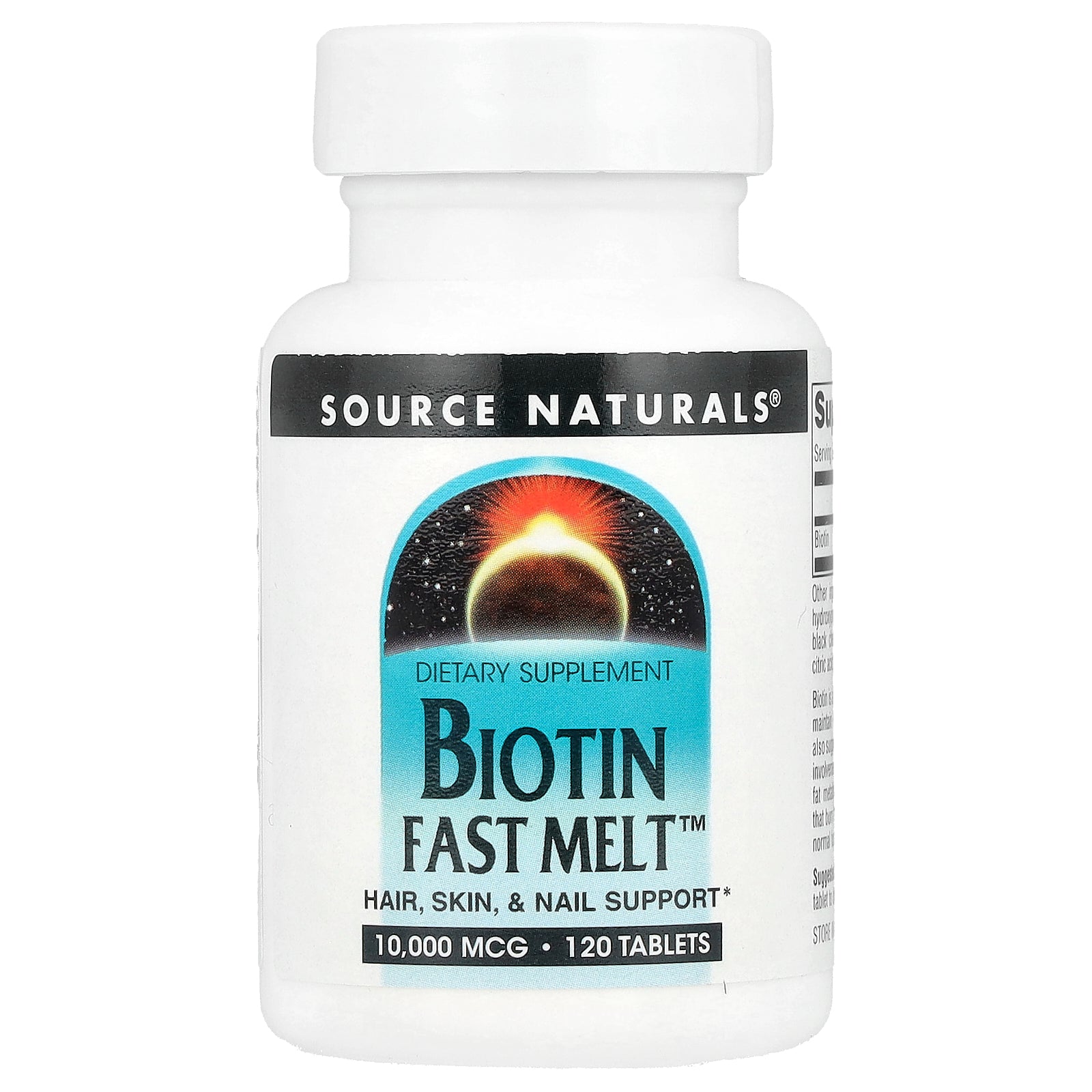 Source Naturals, Biotin Fast Melt™, 10,000 mcg, 120 Tablets