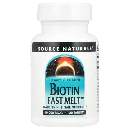 Source Naturals, Biotin Fast Melt™, 10,000 mcg, 120 Tablets