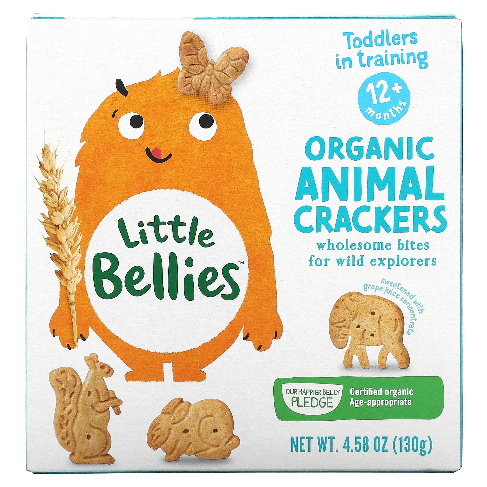 Little Bellies, Organic Animal Crackers, 12+ Months, 4.58 oz (130 g)