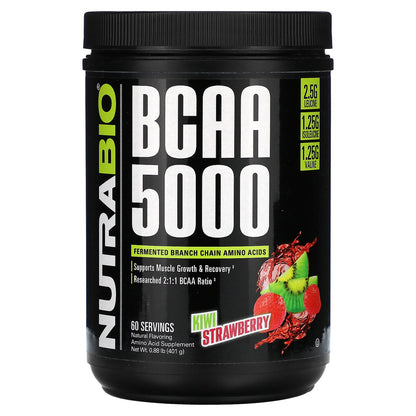 NutraBio, BCAA 5000, Kiwi Strawberry, 0.88 lb (401 g)