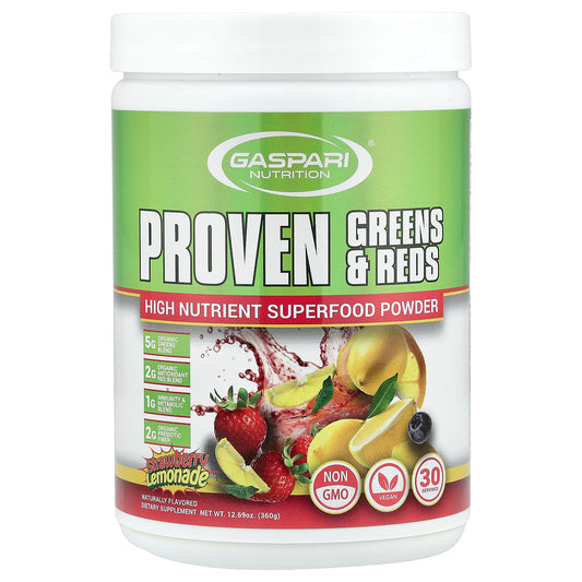 Gaspari Nutrition, Proven Greens & Reds, Strawberry Lemonade, 12.69 oz (360 g)
