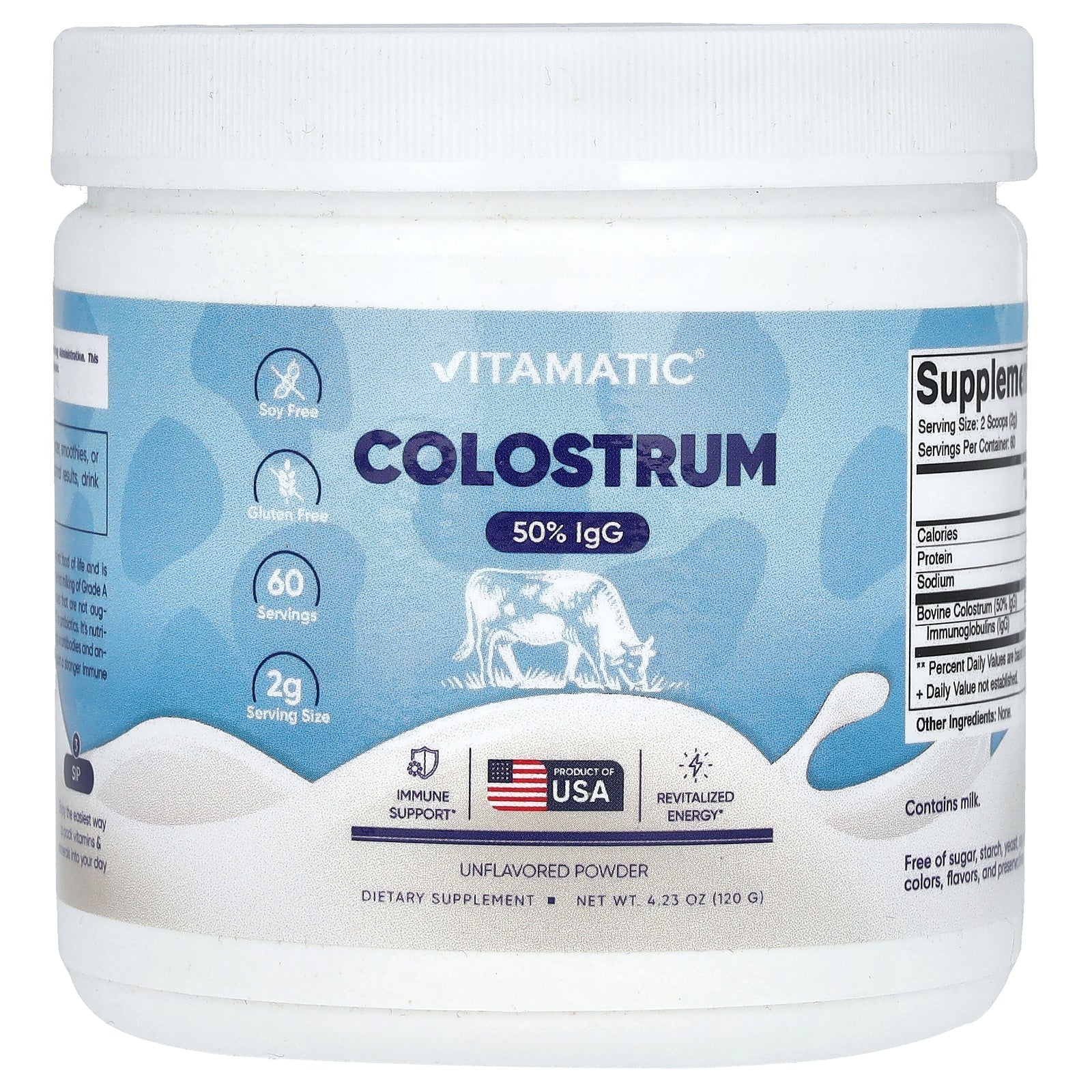 Vitamatic, Colostrum, Unflavored, 4.23 oz (120 g)