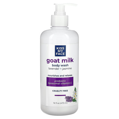 Kiss My Face, Goat Milk Body Wash, Lavender + Jasmine, 16 fl oz (473 ml)