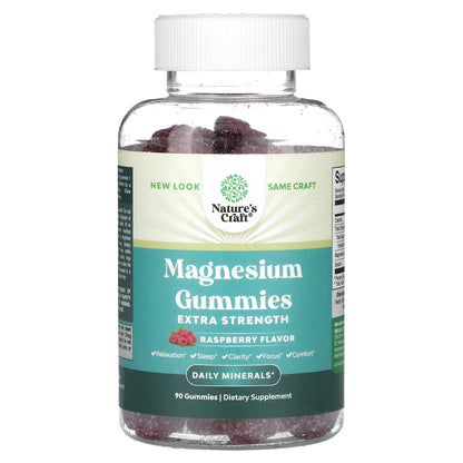 Nature's Craft, Magnesium Gummies, Raspberry, 90 Gummies