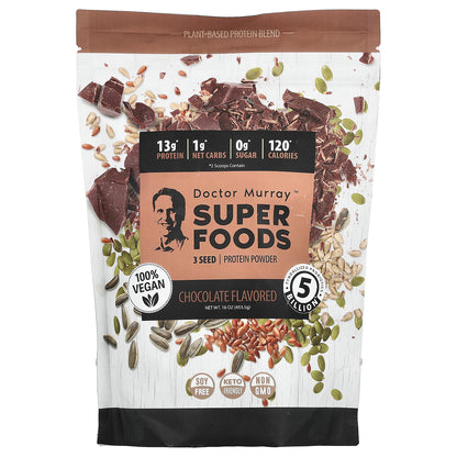 Dr. Murray's, Super Foods, 3 Seed Protein Powder, Pumpkin + Flax + Sunflower, Chocolate, 16 oz (453.5 g)