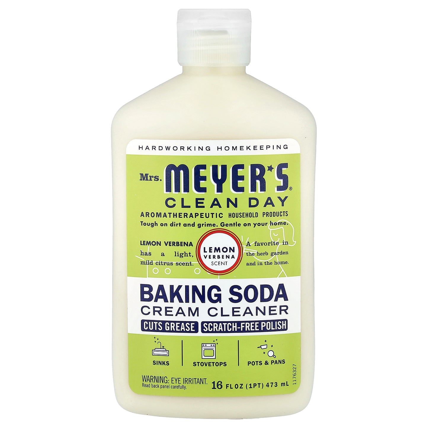 Mrs. Meyers Clean Day, Baking Soda Cream Cleanser, Lemon Verbena, 16 fl oz (473 ml)