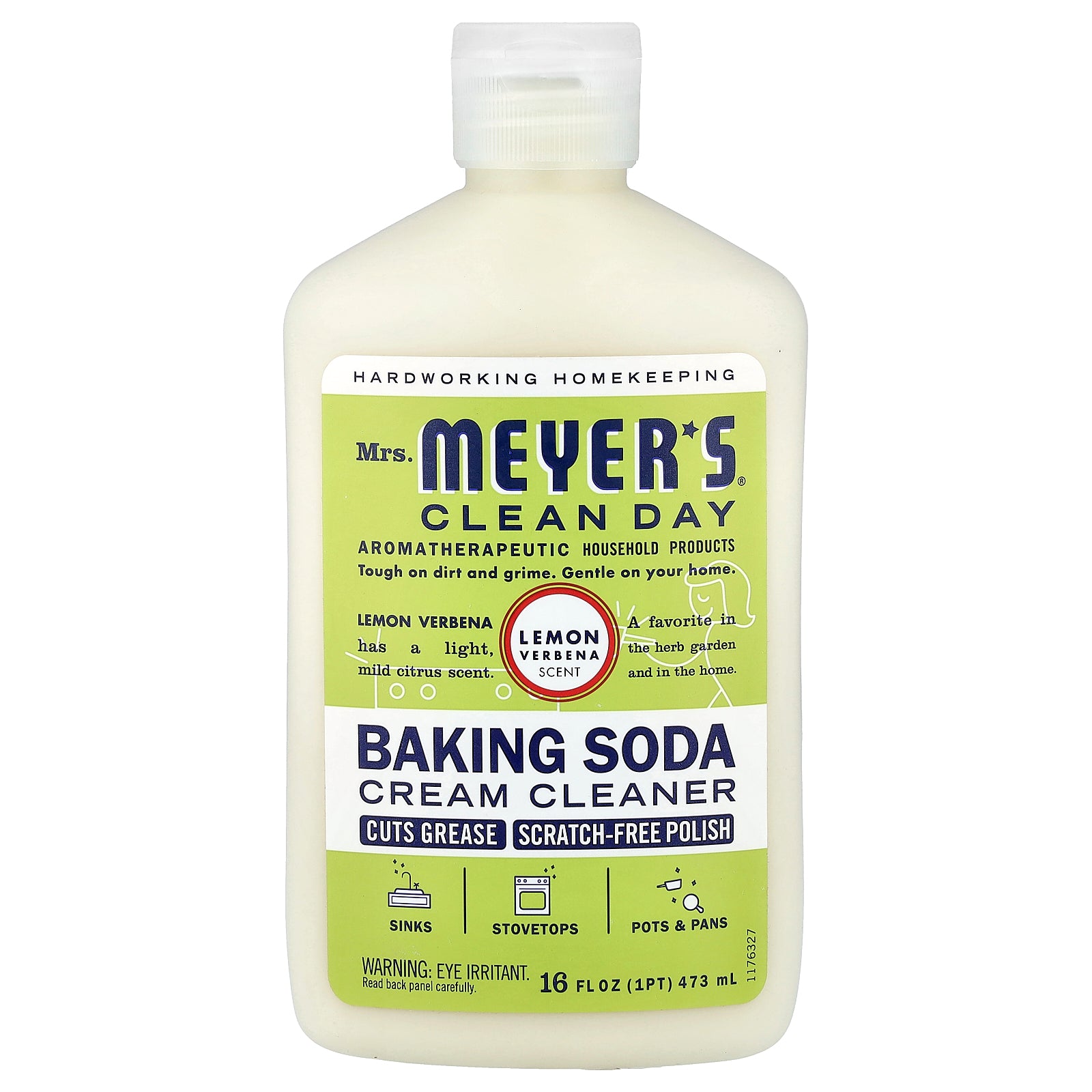 Mrs. Meyers Clean Day, Baking Soda Cream Cleanser, Lemon Verbena, 16 fl oz (473 ml)