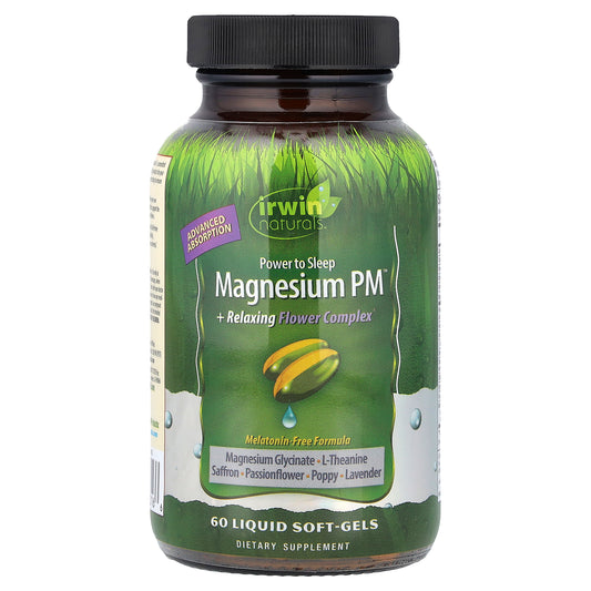 Irwin Naturals, Magnesium PM™ + Relaxing Flower Complex, 60 Liquid Soft-Gels