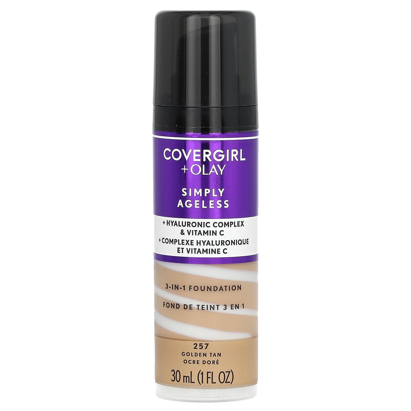 Covergirl, Olay Simply Ageless, 3-in-1 Foundation, 257 Golden Tan, 1 fl oz (30 ml)