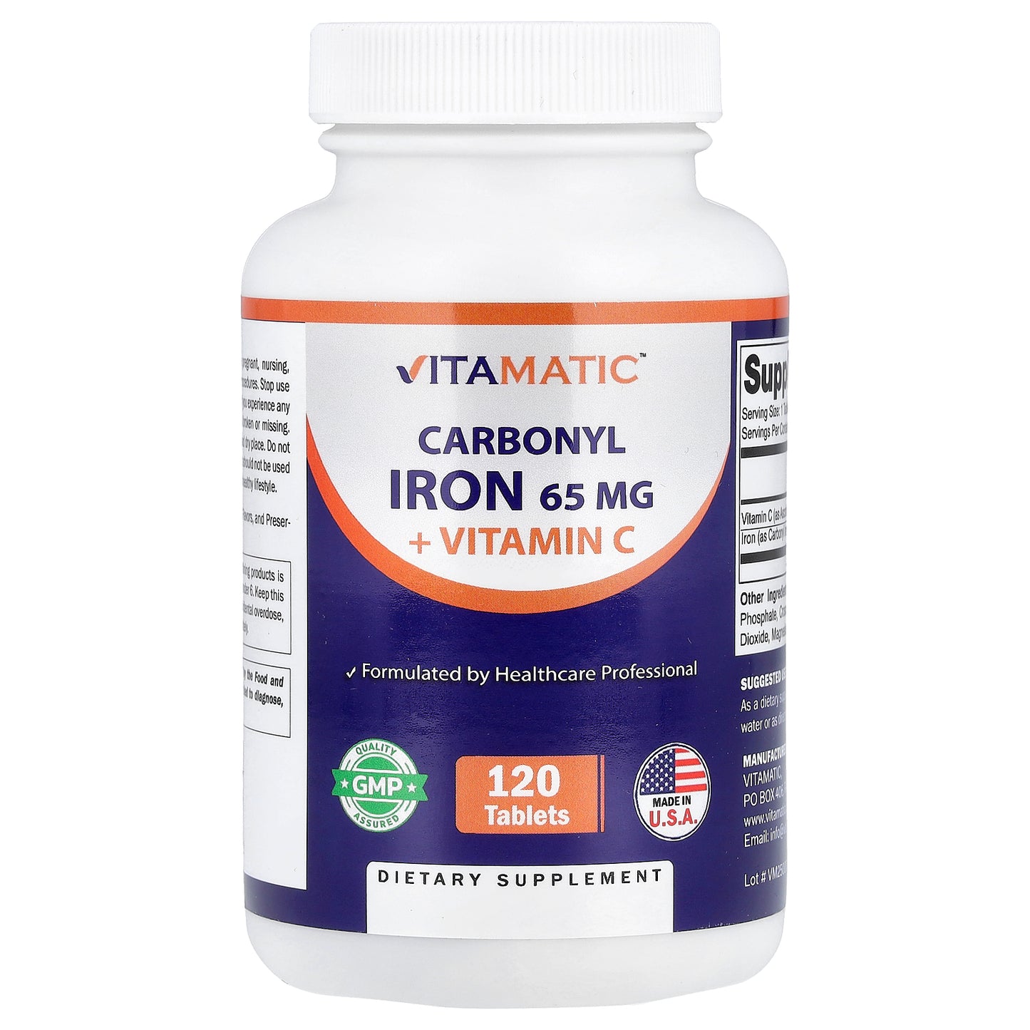 Vitamatic, Carbonyl Iron + Vitamin C, 120 Tablets
