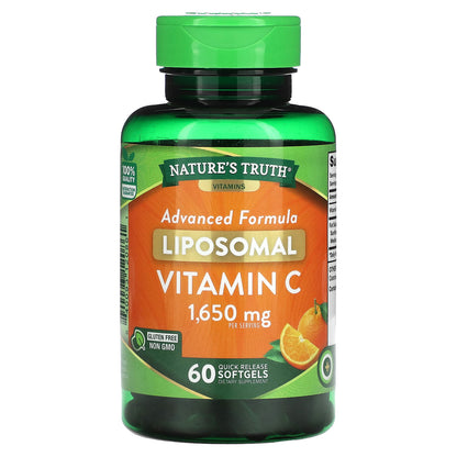 Nature's Truth, Liposomal Vitamin C, Advanced Formula, 1,650 mg, 60 Quick Release Softgels (550 mg per Capsule)