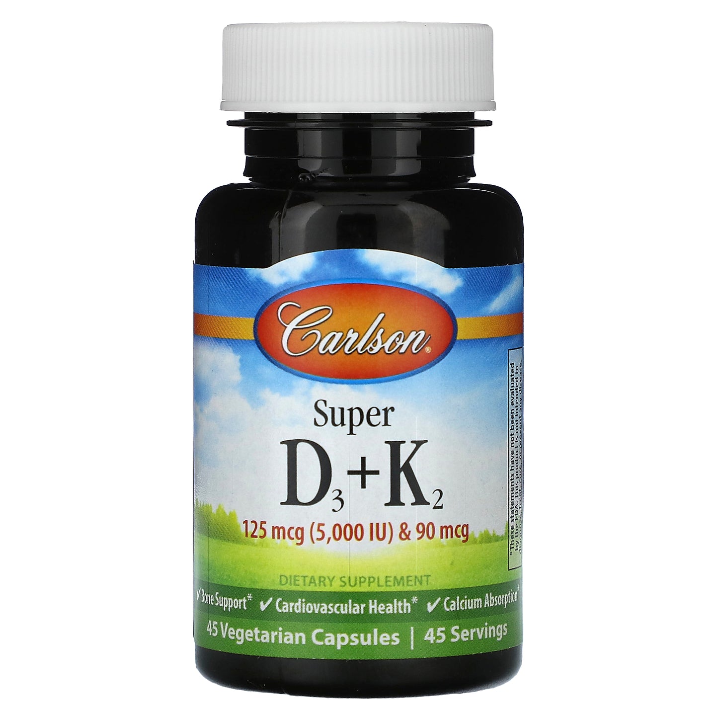 Carlson, Super D3 + K2, 45 Vegetarian Capsules