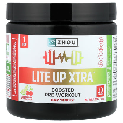 Zhou Nutrition, Lite Up Xtra™, Boosted Pre-Workout, Cherry Limeade, 4.02 oz (114 g)