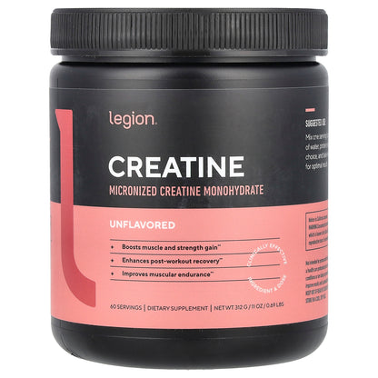 Legion Athletics, Creatine, Micronized Creatine Monohydrate, Unflavored, 0.69 lbs (312 g)