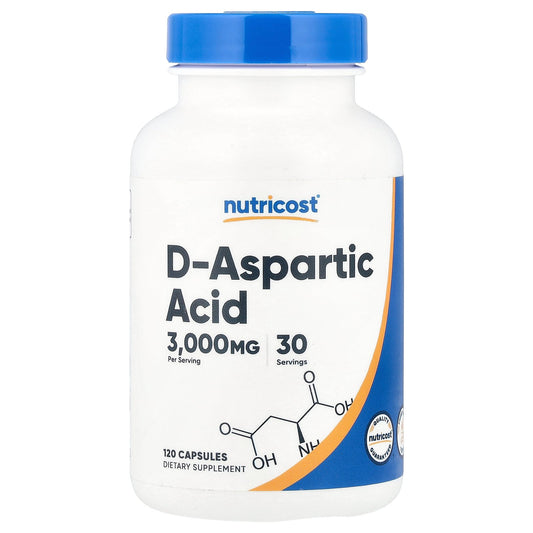 Nutricost, D-Aspartic Acid, 120 Capsules (750 mg per Capsule)