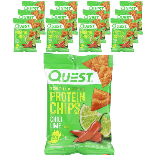 Quest Nutrition, Tortilla Style Protein Chips, Chili Lime, 12 Bags, 1.1 oz (32 g) Each