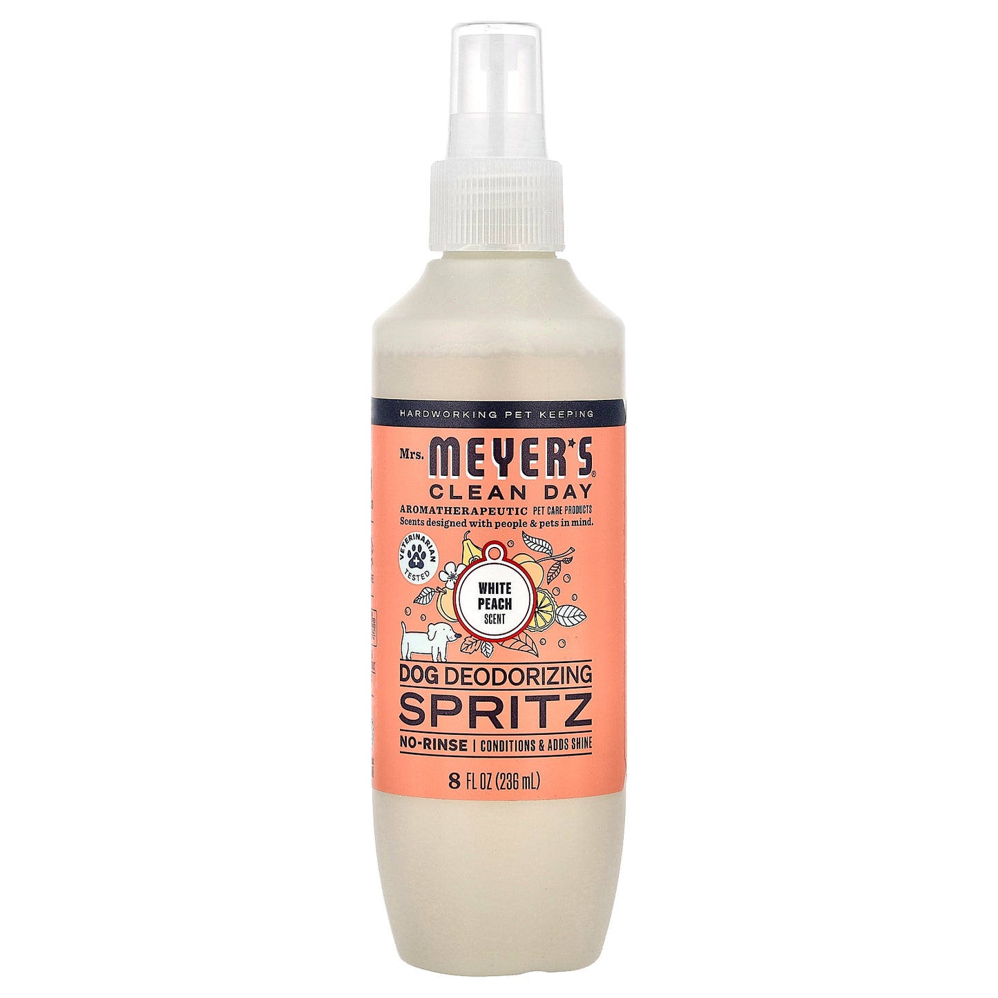 Mrs. Meyers Clean Day, Dog Deodorizing Spritz, White Peach, 8 fl oz (236 ml)