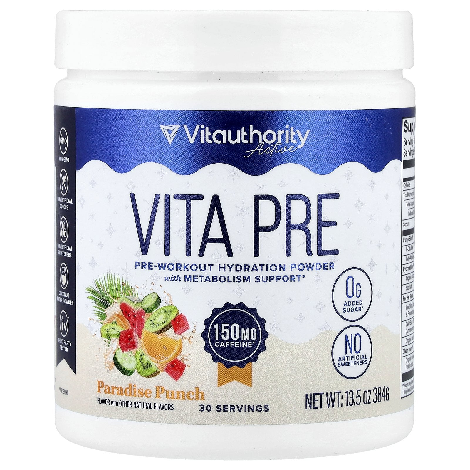 Vitauthority, Active, Vita Pre, Pre-Workout Hydration Powder, Paradise Punch, 13.5 oz (384 g)