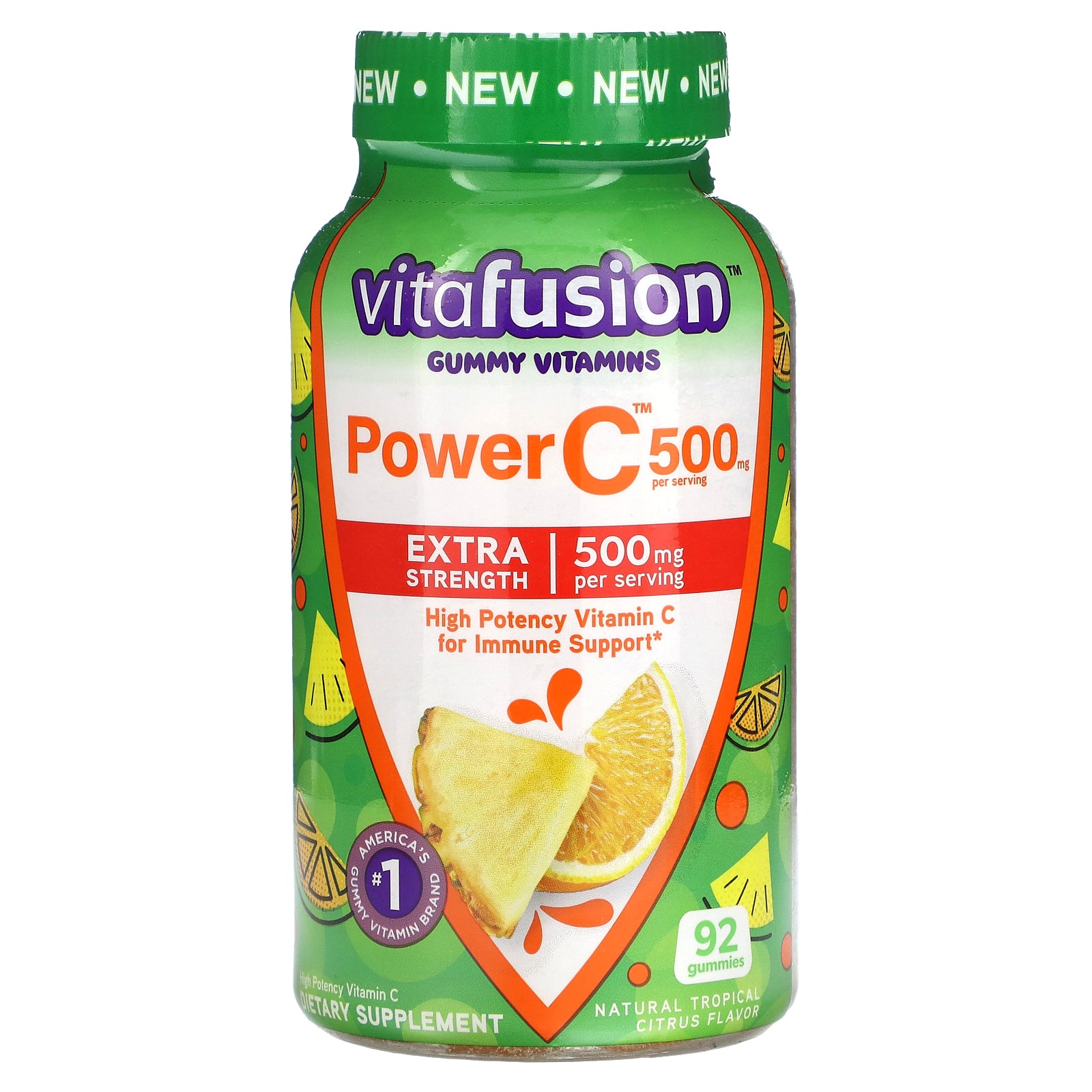 VitaFusion, Gummy Vitamins, Power C Gummies, Tropical Citrus, 92 Gummies (125 mg per Gummy)