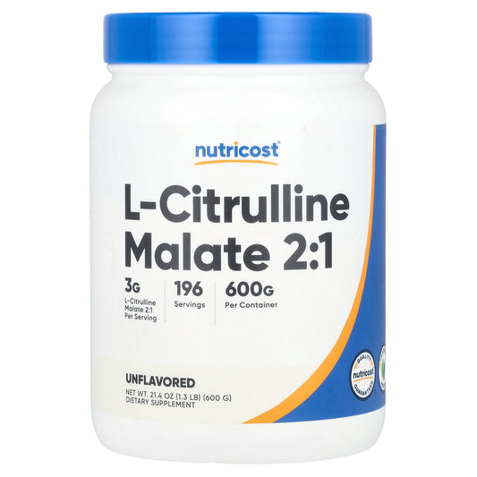 Nutricost, L-Citrulline Malate 2:1, Unflavored, 21.4 oz (600 g)