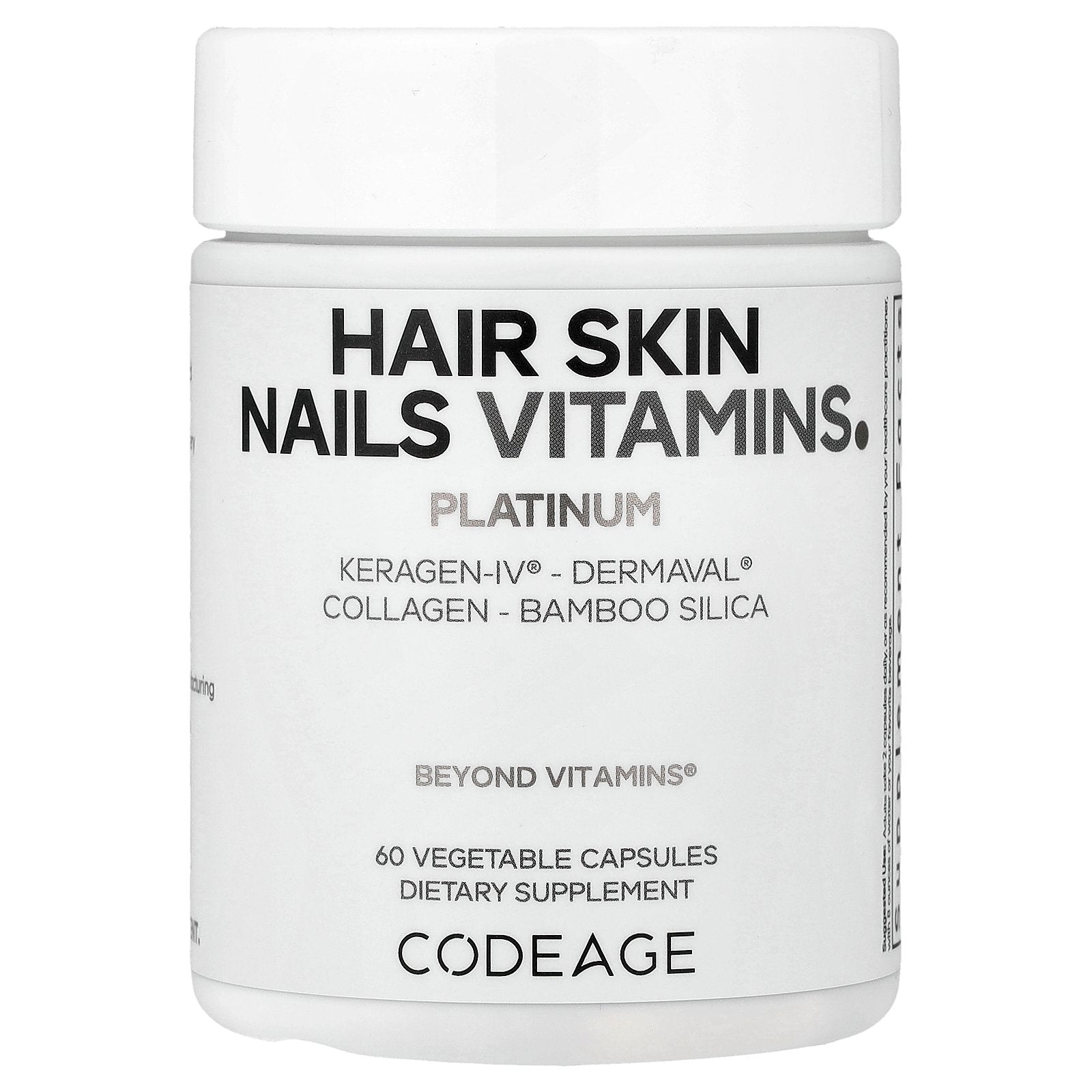 Codeage, Hair Skin Nails Vitamins, Platinum, 60 Vegetable Capsules