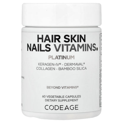Codeage, Hair Skin Nails Vitamins, Platinum, 60 Vegetable Capsules
