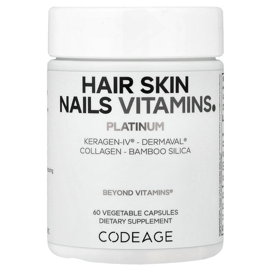 Codeage, Hair Skin Nails Vitamins, Platinum, 60 Vegetable Capsules