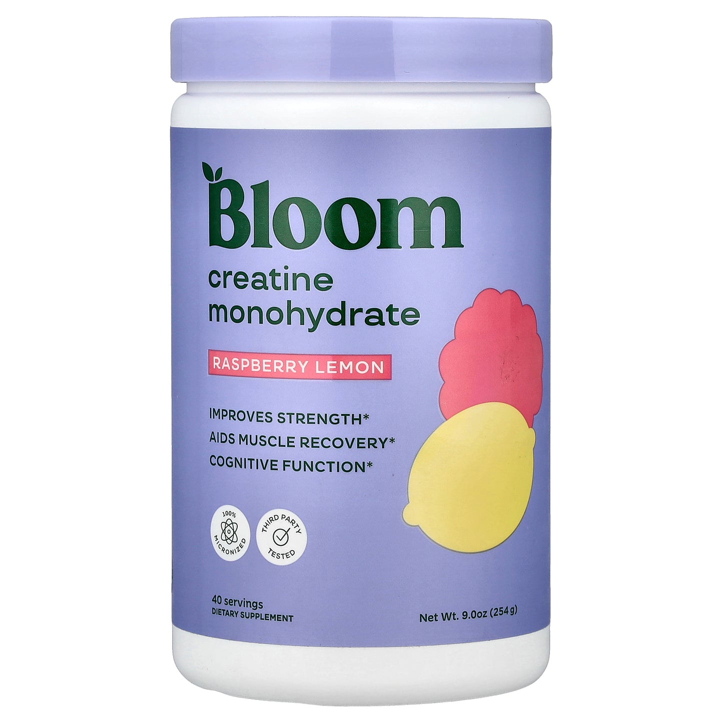 Bloom, Creatine Monohydrate, Raspberry Lemon, 9 oz (254 g)