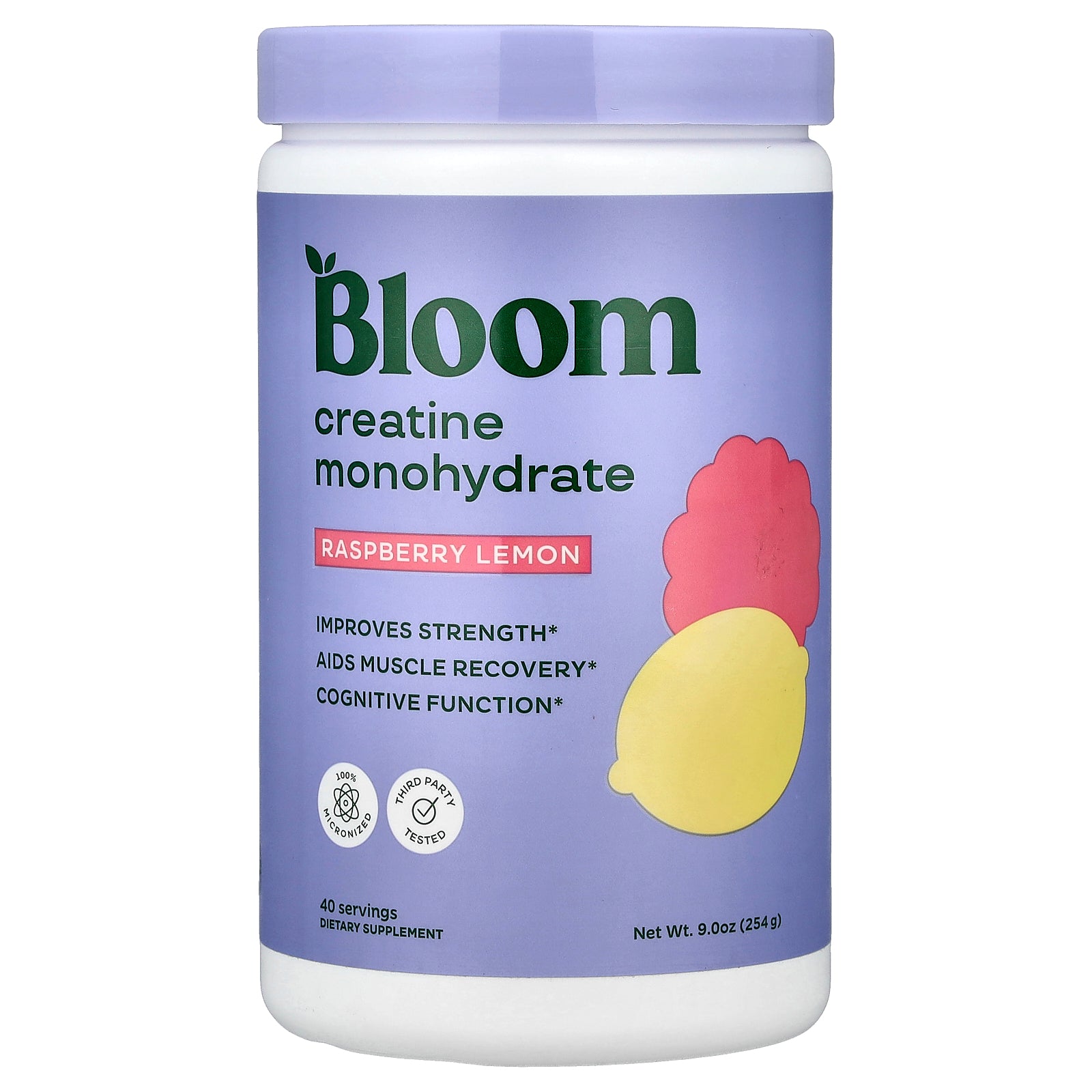 Bloom, Creatine Monohydrate, Raspberry Lemon, 9 oz (254 g)
