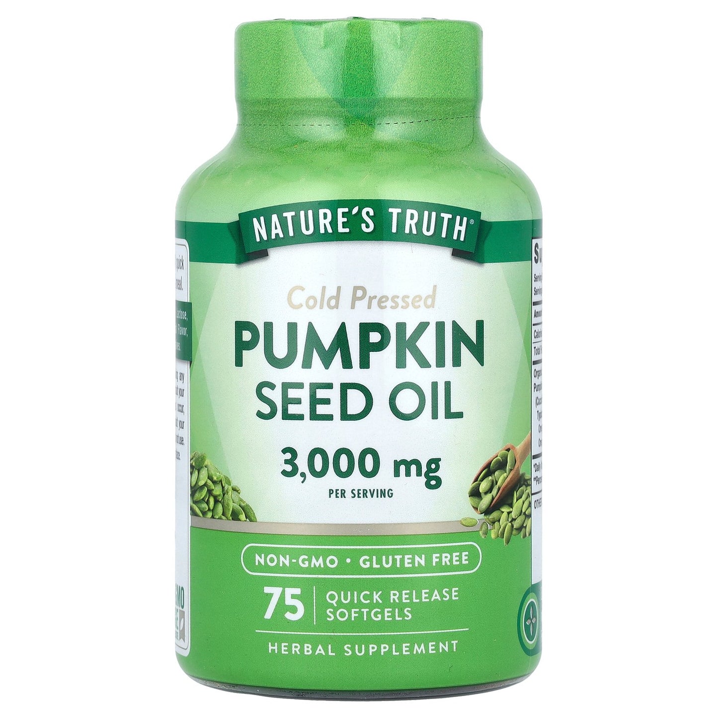 Nature's Truth, Pumpkin Seed Oil, Cold Pressed, 75 Quick Release Softgels, (1,000 mg per Softgel)