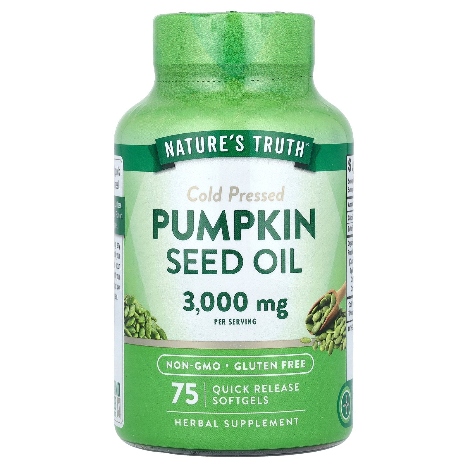 Nature's Truth, Pumpkin Seed Oil, Cold Pressed, 75 Quick Release Softgels, (1,000 mg per Softgel)
