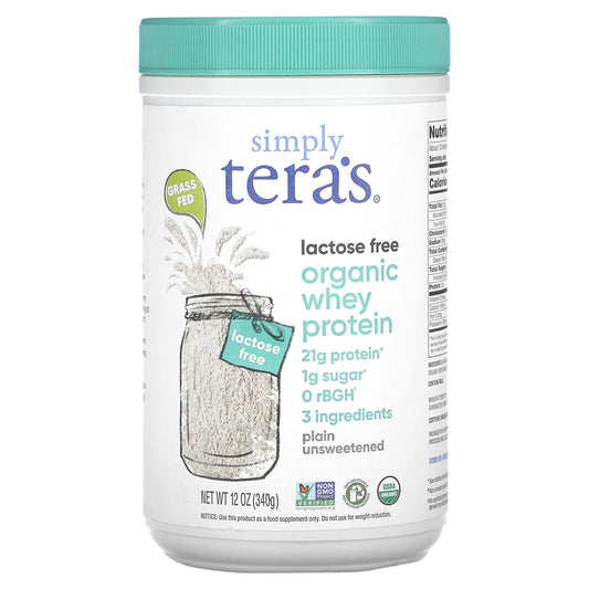 Simply Tera's, Organic Whey Protein, Plain Unsweetened, 12 oz (340 g)