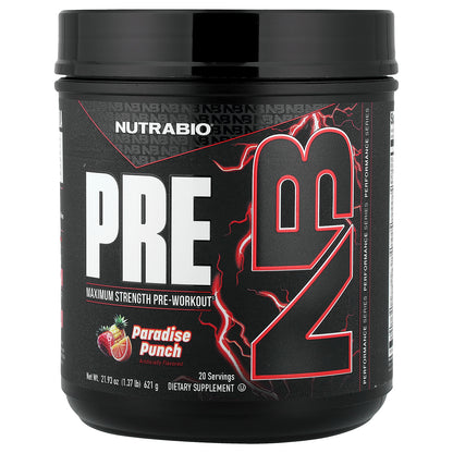NutraBio, PRE-Workout, Paradise Punch, 1.37 lb (621 g)