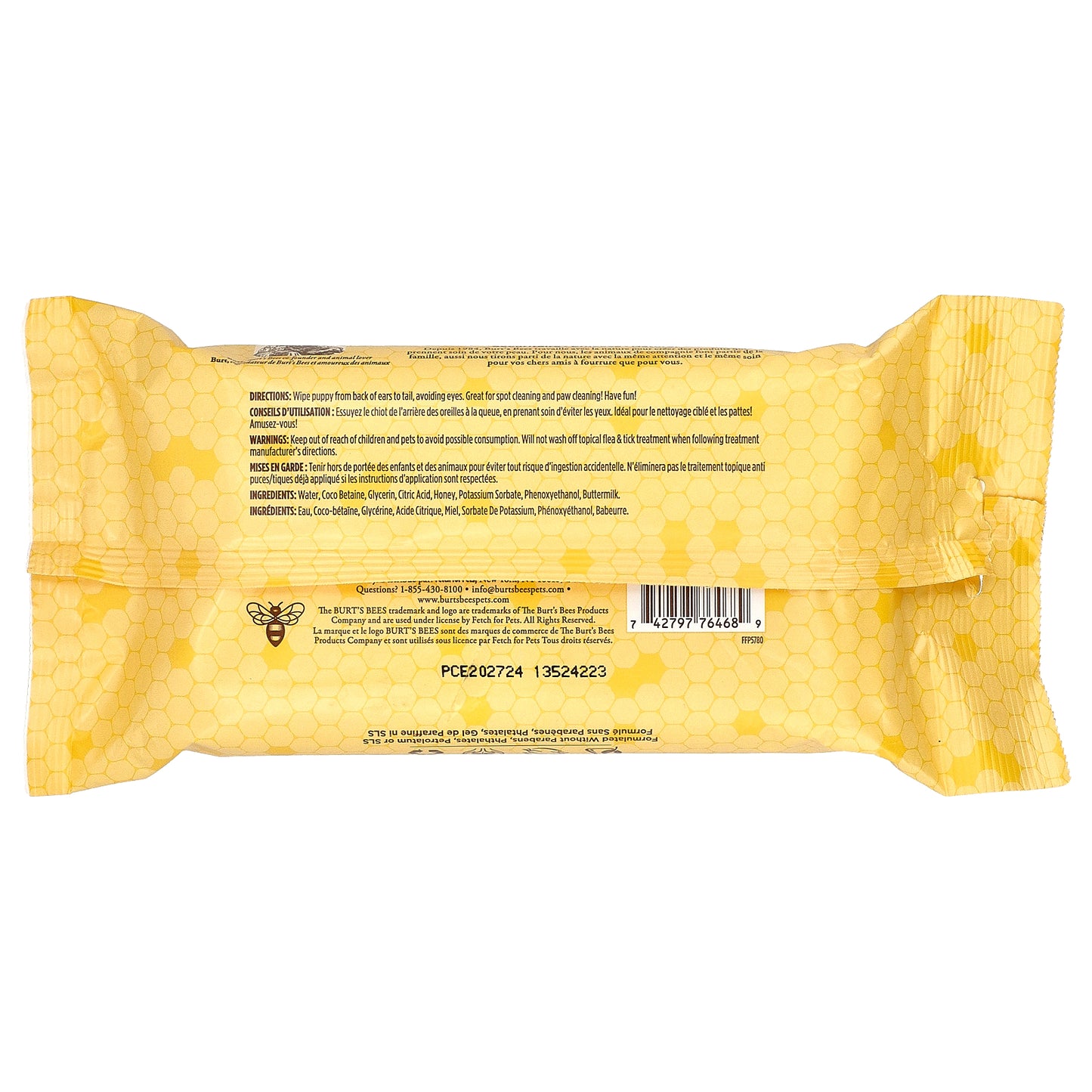 Burt's Bees, Gentle Cleansing Wipes with Buttermilk, For Puppies, 50 Count