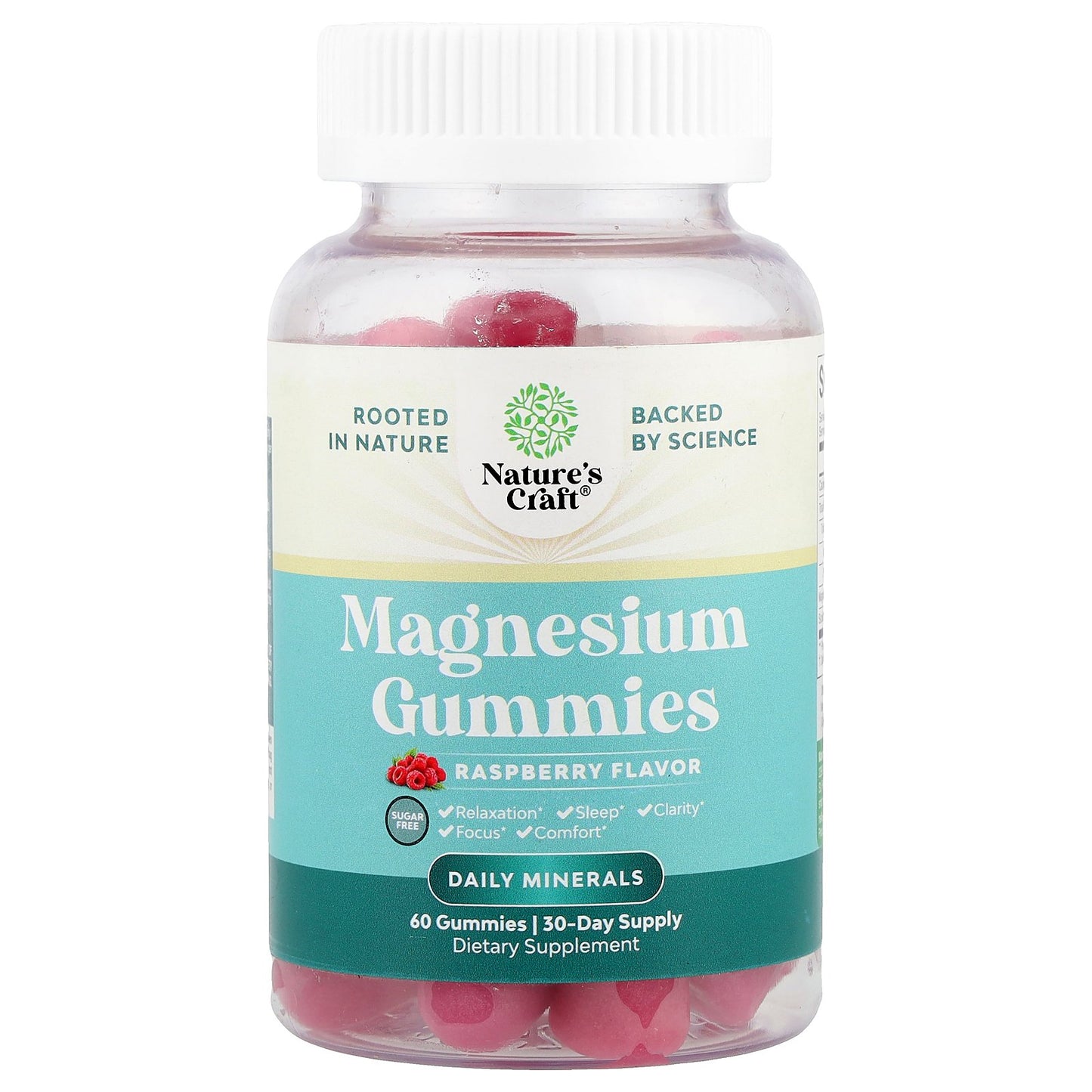 Nature's Craft, Magnesium Gummies, Sugar Free, Raspberry, 60 Gummies
